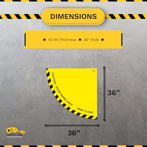 Mighty Line CDSAY36 Door Swing Caution Floor Sign For Safety, Warning, Heavy-Duty, Peel And Stick, Adhesive, Industrial Quality thumb #2