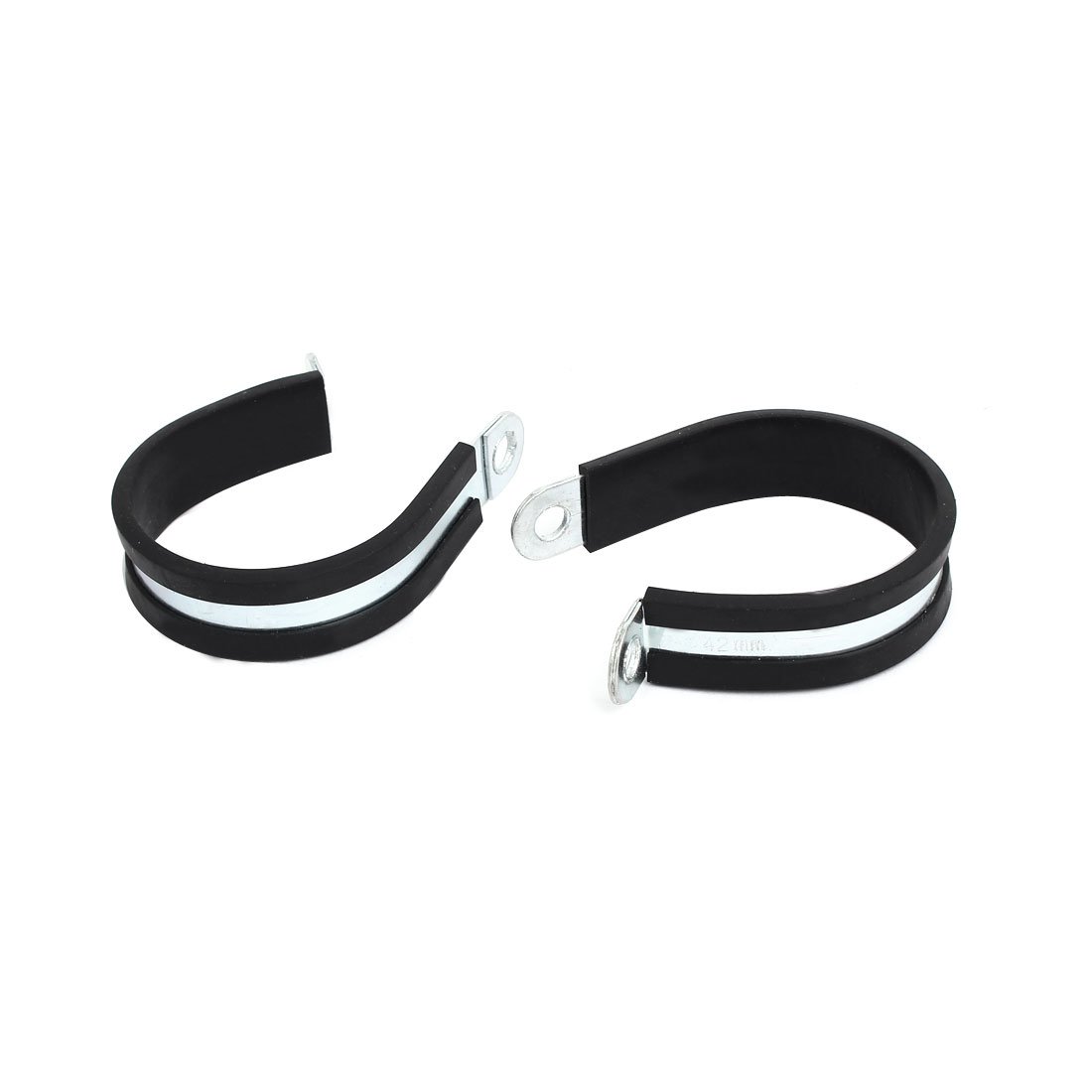 Aexit 42mm Dia Fastener Rubber Lined R Shaped Zinc Plated Pipe Clip Cable Clamp 10pcs Model:12as187qo666