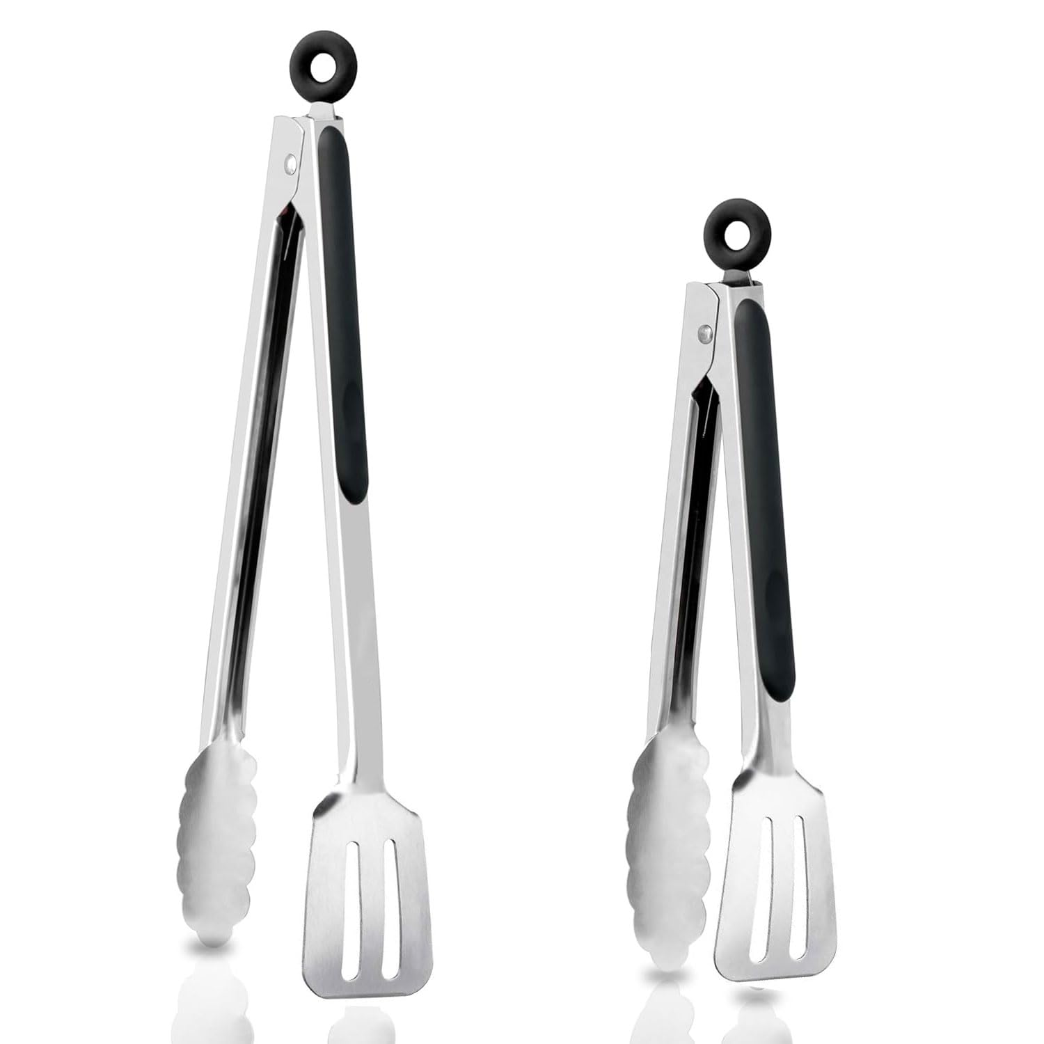 Funito30cm(12-inch) & 23cm(9-inch) Grill Tongs for Cooking BBQ Heavy Duty Extra Long Grilling Tongs, Premium Set 2 pack