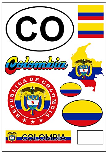 Daged Carte autocollante - Pour voiture, moto, motard - Drapeau de la Colombie - Décoration AK