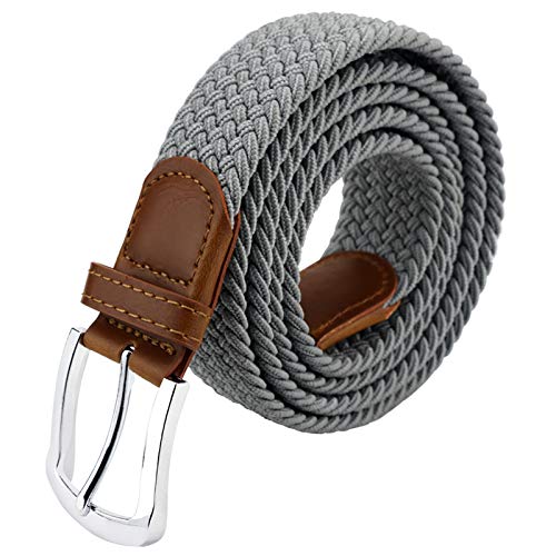 Image of maikun Mens Belt, Braided Belts for Mens, Black Belts for Men with Leather Tip (Black, 100cm long)