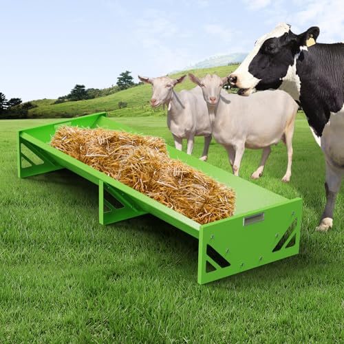 Svauoumu Alimentador De Cabra, Acero Galvanizado, Alimentador De Vivo Resistente De Gran Capacidad, PortáTil, Para Granjas De Alpacas, Calves, Ovejas, Caballos (Verde)