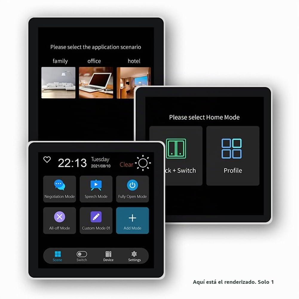 Tuya Smart Home Multiple Zigbee Smart Home Panel de Control Panel de Interruptores de 4 Pulgadas Control de Pantalla TáCtil en la Pared -Enchufe de la UE