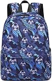 LEDAOU Mochila infantil para meninos e meninas, pré-escola, jardim de infância, escola primária, mochila escolar infantil com alça no peito, Futebol - azul, preto e branco, 11''*15''*4.5'', Moderno