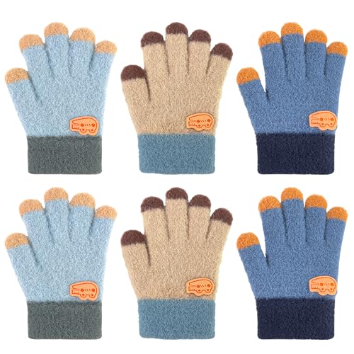 Migliore Wear 3 Paar Kinder Handschuhe Winter, Fleece...