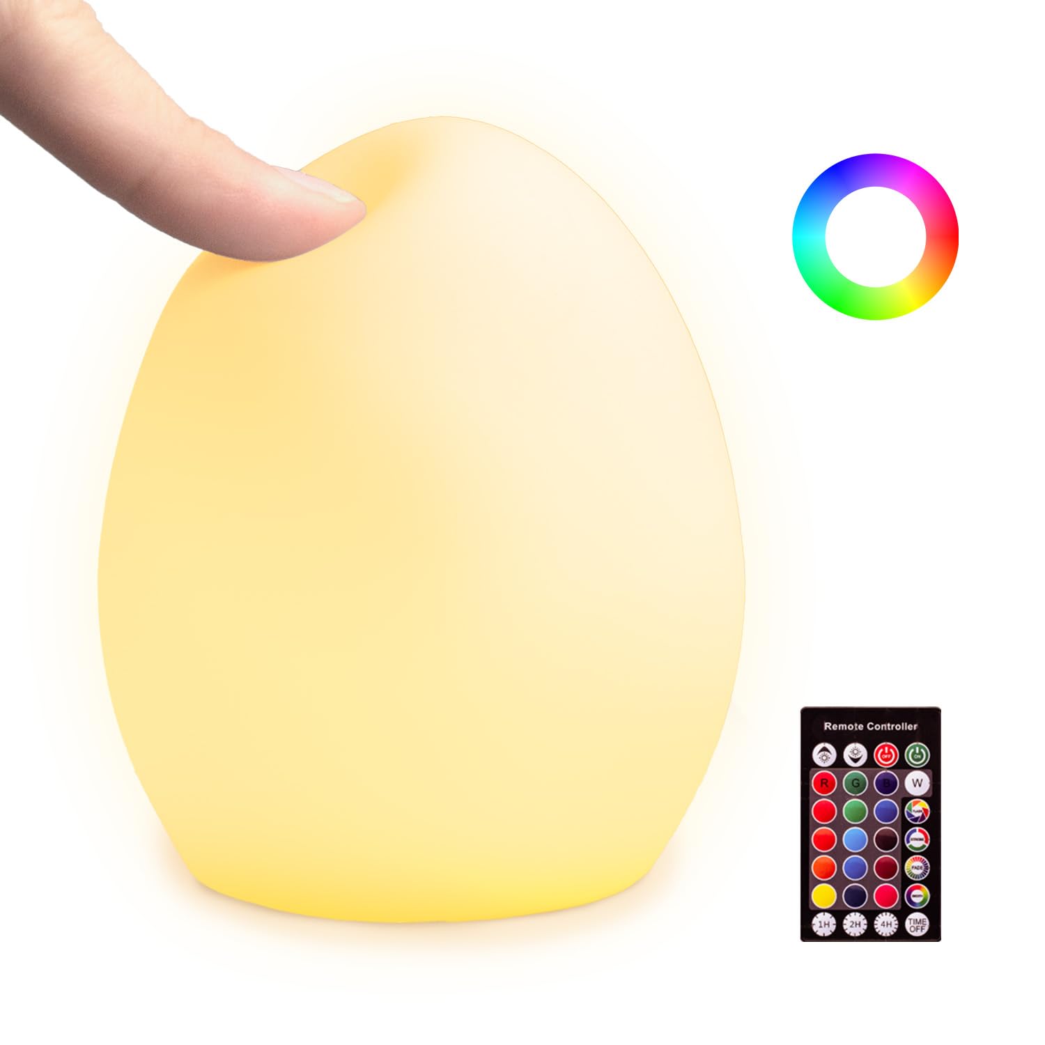 OEDOC Baby Night Light, Rechargeable Egg Nightlight for Baby Nursery, Cute Silicone Night Light with Remote, 16 Colors RGB Timer, Portable Egg Lamp for Nursery and Kids Room