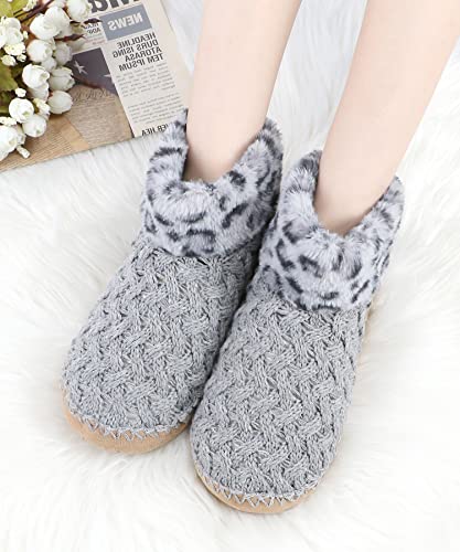 Image of DICUIRD Womens Soft Sole Warm Fluffy Slipper Boots Socks