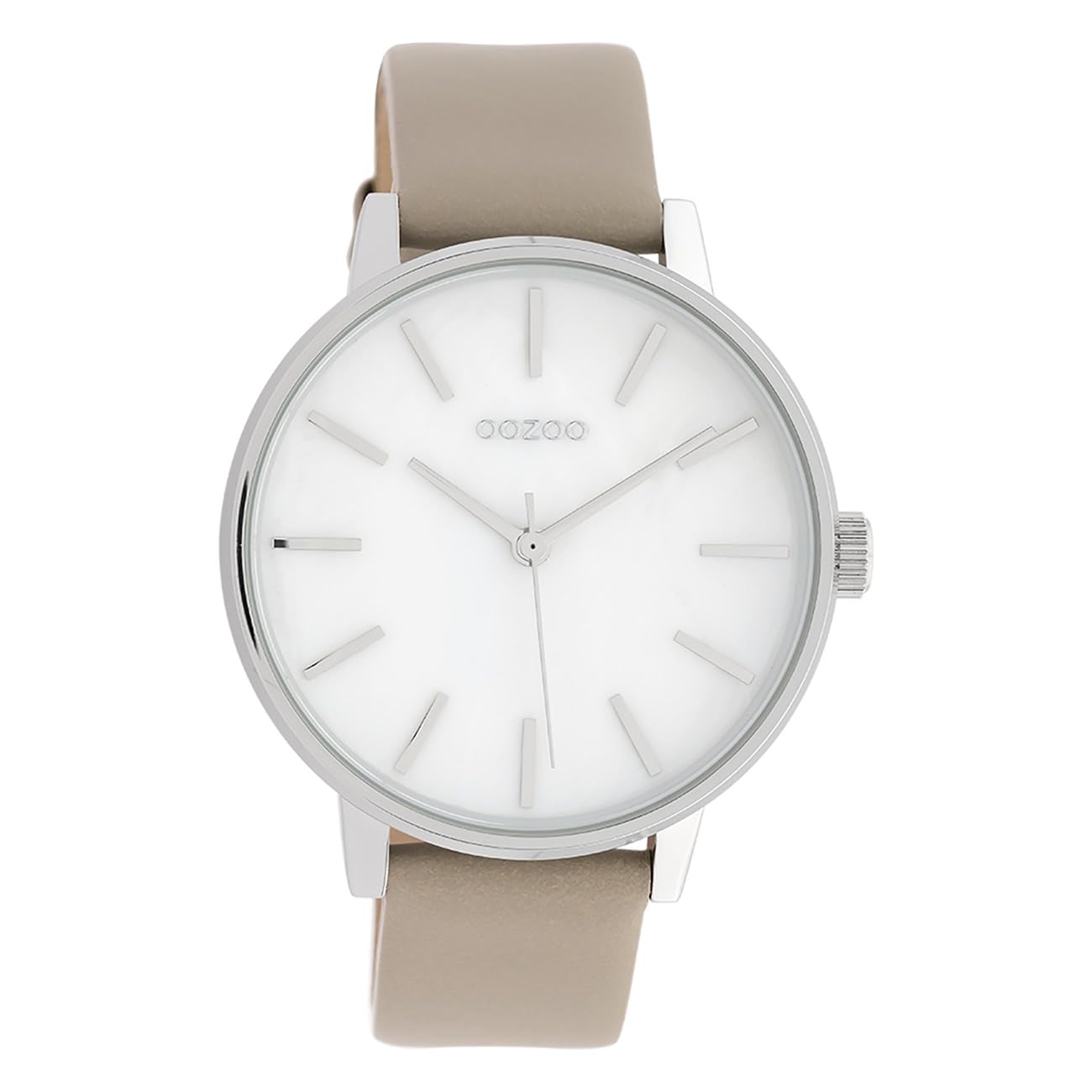 Oozoo Damenuhr mit Perlmutt Zifferblatt und Lederband 42 MM Perlmutt/Taupe C10118