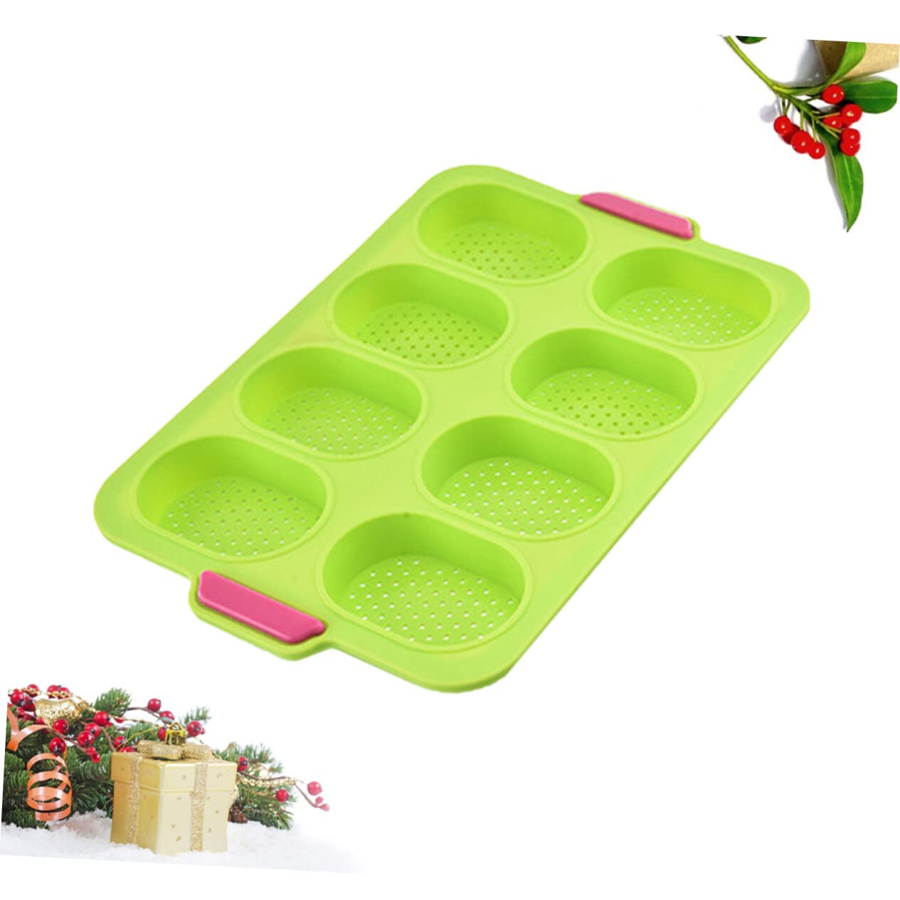 8 rollos de moldes de goma de silicona for hornear pan, herramientas de decoración, bandeja for pan, magdalenas, gelatina verde, brownie