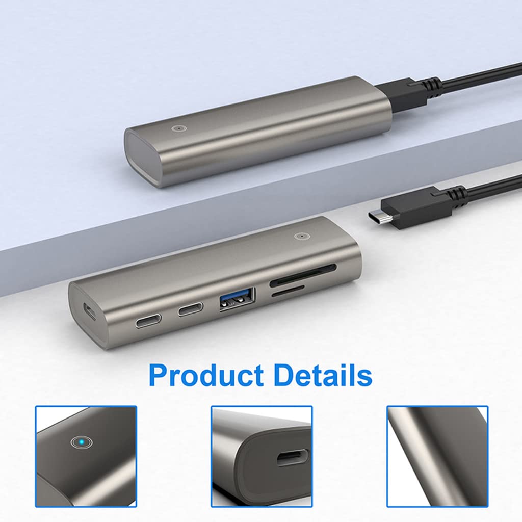 Adattatore USB C in lega di alluminio USB C Splitter a 6 porte 1 A 5 Adattatore multi-porta USB 3.1 Gen 2 per Notebook Desktop