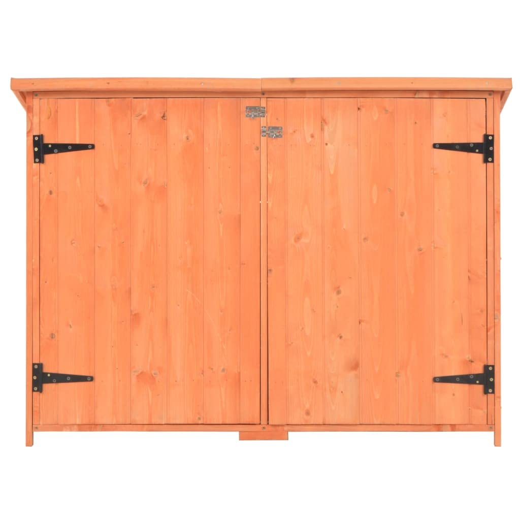 Drewniany domek ogrodowy 128x42x91 cm, kompaktowa szafka do przechowywania z wodoodpornym, wodoodpornym i odpornym na zużycie dachem poliestrowym, idealna do przechowywania narzędzi i sprzętu