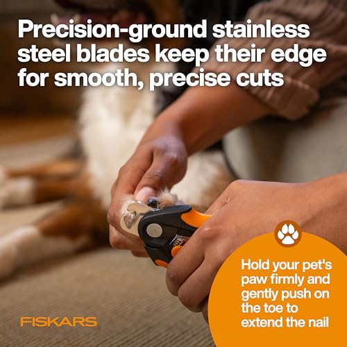 Image of Fiskars Pet Large Nail Clippers, Cat and Dog Trimmers for Grooming, 5.75 inch | Suitable for Medium to Large Dogs, Semi-Circular Blade for Clear View, SoftGrip Handle w / Safety Lock, Pet Supplies, Black