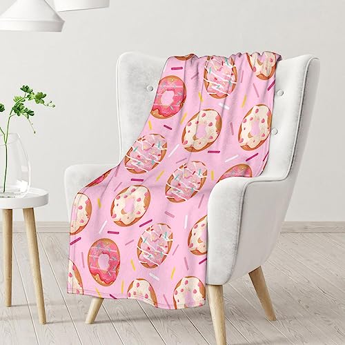 Girls Blanket - 60"x80" Cute Donut Throw Blanket Gifts for Kids & Adults - Pink Soft Fuzzy Doughnut Blanket for Bed, Couch & Living Room