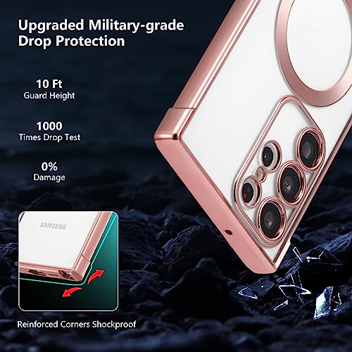 Coque fine plaquée antichoc pour Samsung S23 transparente et rose