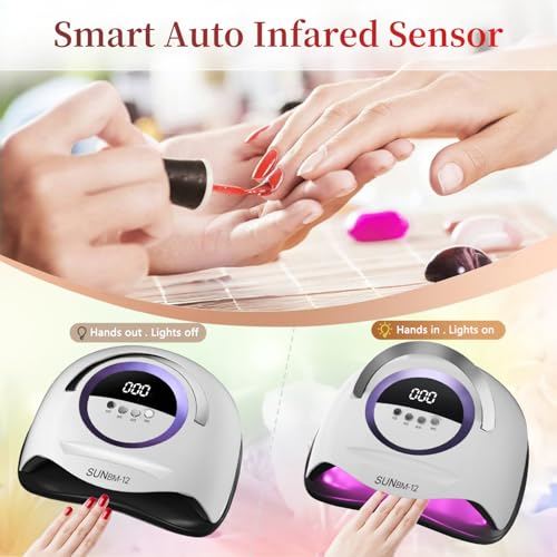 UV LED Nail Lamp with 72 Beads, 300W Nail Curing Lamps for Gel Polish with Automatic Sensor/4 Timer Setting,Led Nail Dryer, Professional Nail Art Drying Tools for Fingernail and Toenail. BM-12 PRO - Image 5