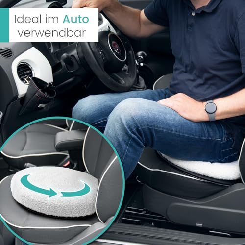 ELONEO Drehkissen für Autositz, Drehsitz für Senioren, Einstiegshilfe/Ausstiegshilfe, Inkl. Zusatzbezug, rutschfest, Belastbar bis 150 Kg, Für Auto Sofa Sessel Stuhl (Ø 39, 1 STK.)
