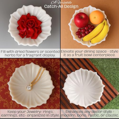 Image of SWADESHI BLESSINGS Handcrafted Marble Lotus Urli Bowl for Home Decor | Traditional Decorative Bowl for Floating Flowers, Potpourri & Festive Decor Items | Pooja Decoration | Wedding /Return Gifts, 6 inch