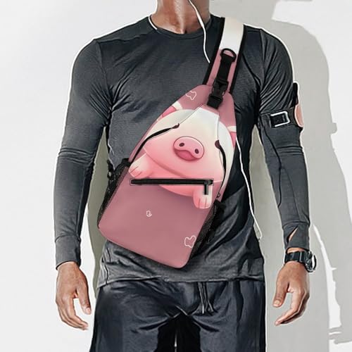 Mochila deportiva tipo sling Pink Cute Pig para hombre y mujer miniatura 7