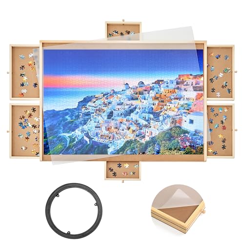 Qiqidog 2000 Pieces Puzzle Board with 6 Drawers and...
