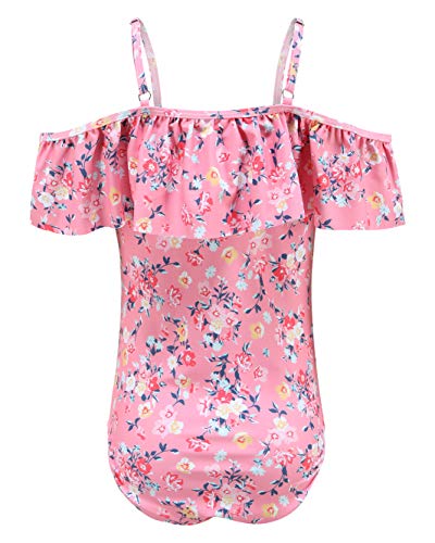 Image of Girls One Piece Swimsuits Off Shoulder Bathing Suit for Kids Hawaiian Swimwear 3-16 Years