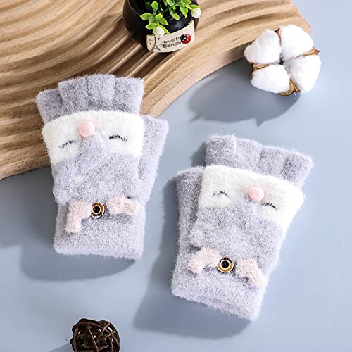 Image of Holiberty Cute Baby Kids Winter Fingerless Gloves Toddler Boys Girls Cartoon Christmas Elk Knit Mittens Warm Snow Gloves 2-8Y