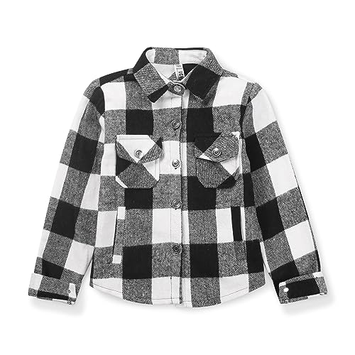 Image of Girls Flannel Plaid Shacket Button Down Long Sleeve Casual Shirt Shackets Fall Jacket Clothes