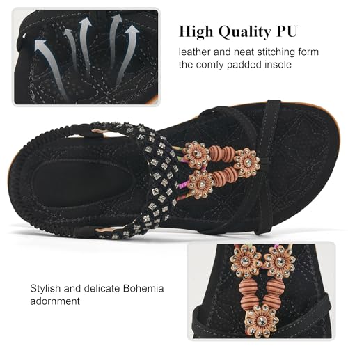 Alicegana Sandals for Women 2025 Dressy - Comfort Bohemian Summer Flats Ankle Elastic Strap Casual Walking Beach Shoes3