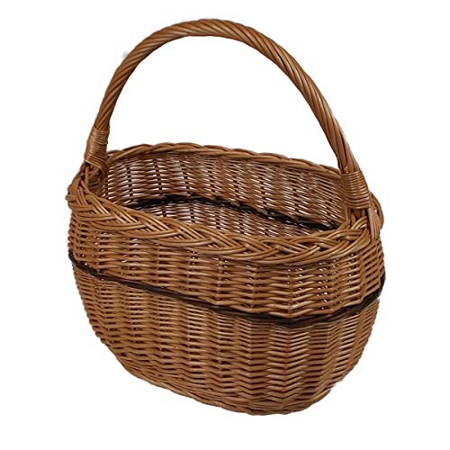 Großer Einkaufskorb aus Weide Braun Oval 42x28x43 cm Weidenkorb Autokorb...