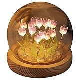 Maalr Tulip Night Light Battery Tulip Tulip Flower Table Lámpara Linde Diy Led Nightlight Handmedside Sleep Light Simulación Muebles de muebles de flores para regalo de escritorio de inicio