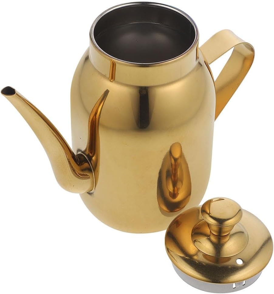 Amosfun 420ml Olive Oil Bottle Dispenser Stainless Steel Drop-free Pouring Oil Pot Kitchen Vinegar Cruet Storage Container Kitchen Favors