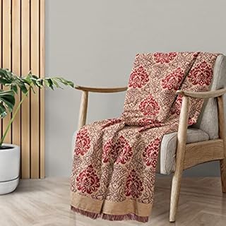 EHC Damask Chenille Jacquard Sofa Armchair Single Bed Blanket Throw, 125 X 150 cm - Navy Blue