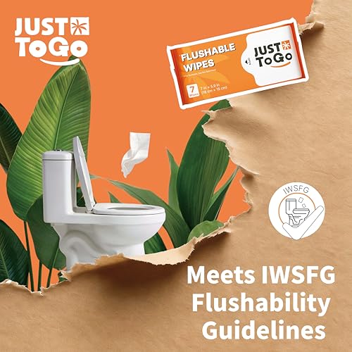 Flushable Wipes, Septic-Safe & Breaks Down, Plant-Based Biodegradable Butt Wet Wipes, Travel-Size Ultra-Compact Pocket Packs, Hypoallergenic Unscented for Sensitive Skin, 56 Count (8×7) - Image 4