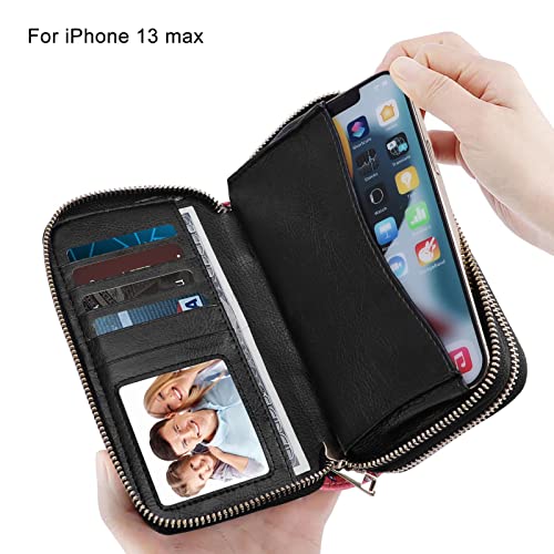 Image of Cellphone Wallet for Women Dual Zipper Long Purse with Removable Wristlet