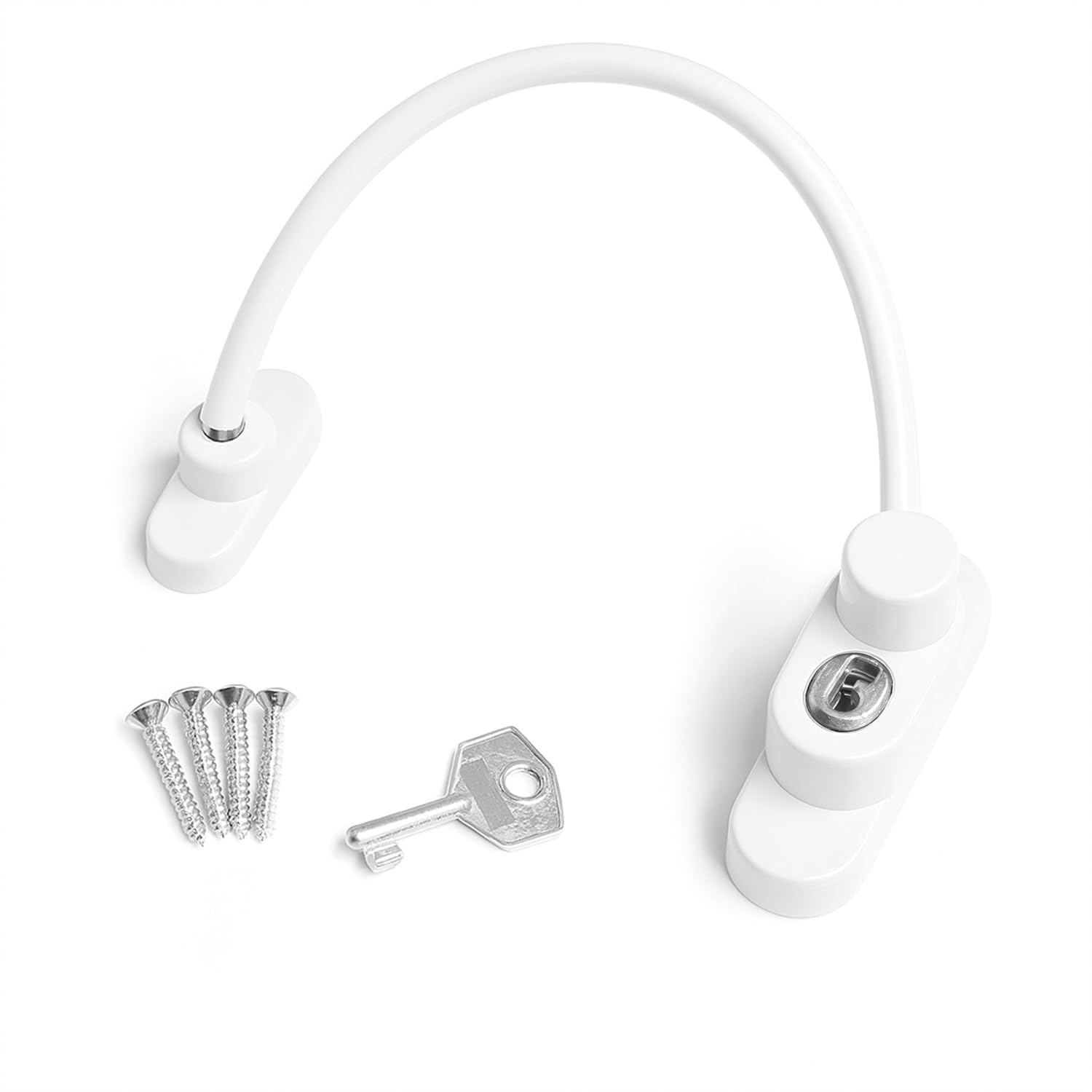 ZAVIA Window Restrictors Lock for Kids | PES & Child Window Safety Locks with Plastic Covered Steel Wire Rope for Homes & Offices (1, White)