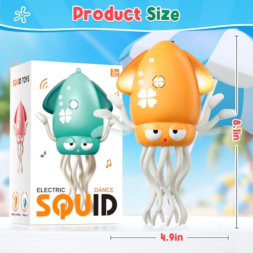 Image of Dancing Squid Baby Toy, Infant Tummy Time Toys for 3-6 Months, Interactive Crawling Octopus with Music & Lights for 6-12, 12-18 Learning Walking Toy for Toddlers 1 Year Old Boys Girls Birthday Gifts