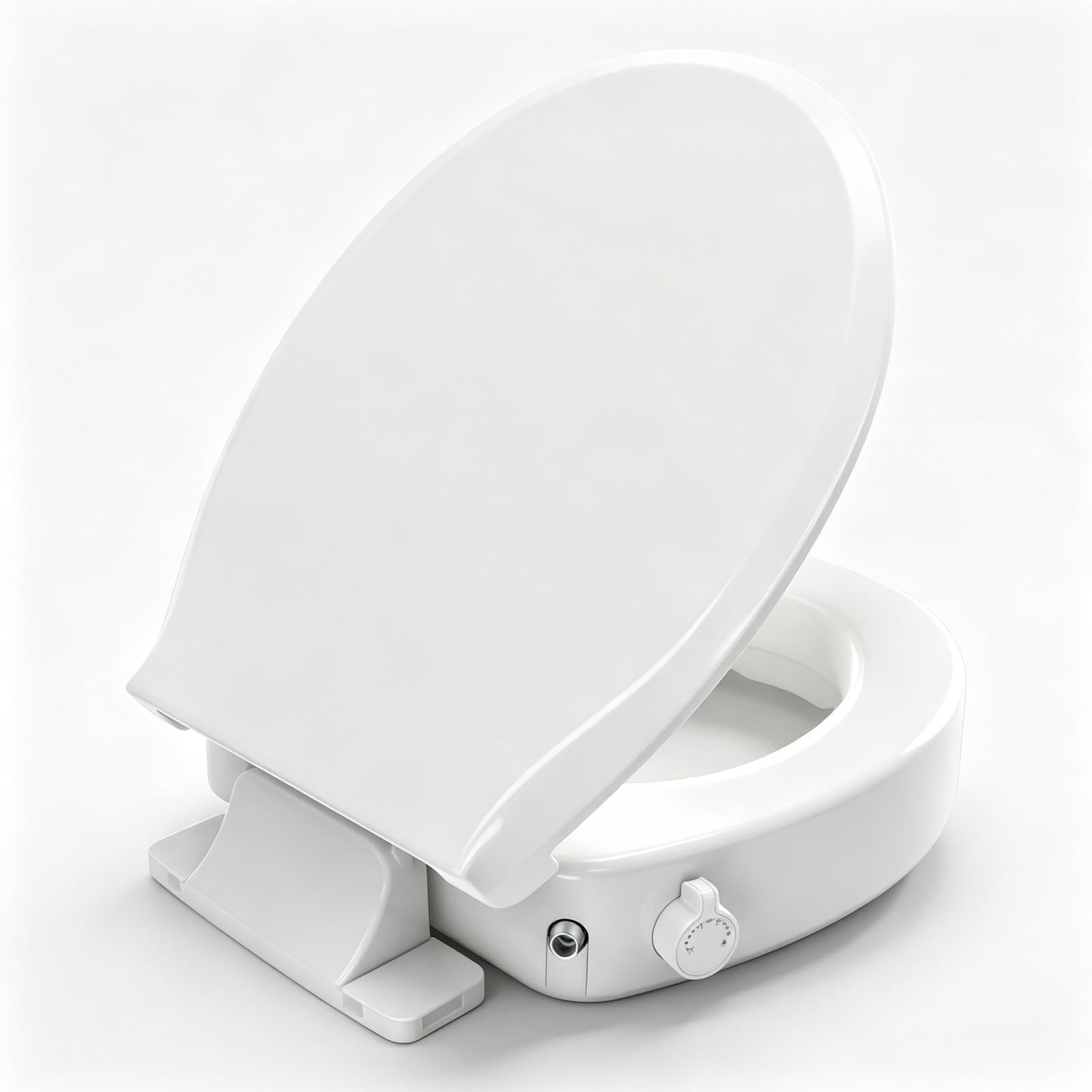Huttdmel Sedile WC rotondo rialzato per bidet per anziani, alzata da 7,1 cm, chiusura ammortizzata, sgancio rapido, antiscivolo, non elettrico, lavaggio anteriore e posteriore per anziani, disabili e