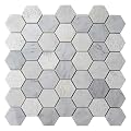 Apollo Tile 5-Pack 11.8 x 12-in. White Polished and Etched Marble Honeycomb Hexagon Mosaic Wall and Floor Tile at 4.83 sq. ft. Per Case APLBL8801CAA, Kitchen Backsplash Tile and Bathroom Flooring
