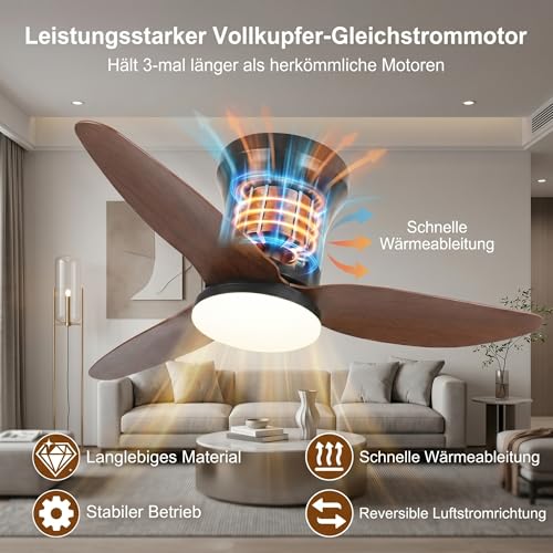 Ventilateur de plafond avec éclairage LED Ø100cm contrôlable par application et télécommande