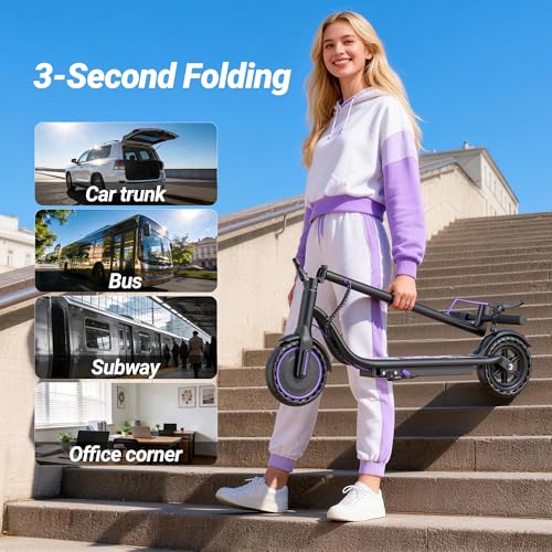 Image of Electric Scooter, 350W-500W Motor, 19 MPH to 22MPH, 15-41 Miles Range, Dual Suspension, Dual Braking, App Control, Foldable Commuter E Scooter for Adults and Teens
