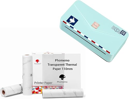 Phomemo Mini impresora M04AS con paquete de papel adhesivo transparente de 4.331 in disponible en Yaxa Mexico