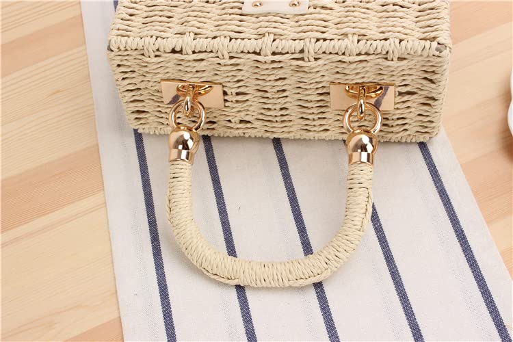 Sac de plage en paille fait à la main pour femme - Sac fourre-tout en rotin tressé - Sac de vacances bohème, noir
