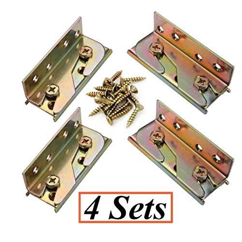 SpzcdZa 4 Sets Bed Rail Brackets Heavy Duty NoMortise Bed Rail