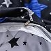 Sookie 3 Piece Duvet Cover Set with Zipper Closure,White and Blue Pentacle Printed Pattern with Twinkling Stars in The Sky(Include 1 Duvet Cover 2 Pillow Shams,-Twin,Black)