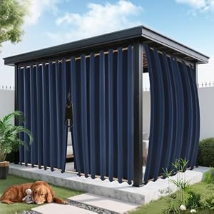Rofasvco Dunkelblaue Reißverschluss Outdoor-Vorhänge 2er-Set