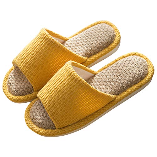 JIFVIK House Slippers for Women and Men - Indoor and Outdoor Cotton Flax, Casual Soft Non-slip Open Toed Mute