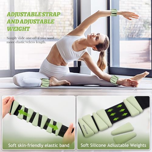 Image of BECOJADDE Ankle Weights Set of 2 (1 lb /2 lb /3 lb Each) Adjustable Wrist Weights for Women Men Wearable Arm Leg Weight for Pilates, Running, Walking, Workout, Yoga