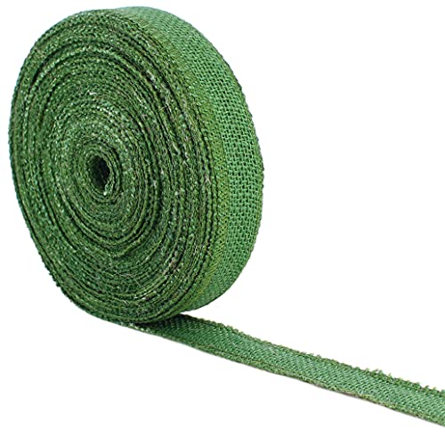 CleverDelights 1 Green Burlap Ribbon - Finished Edge - 25 Yards - Jute Burlap Fabric