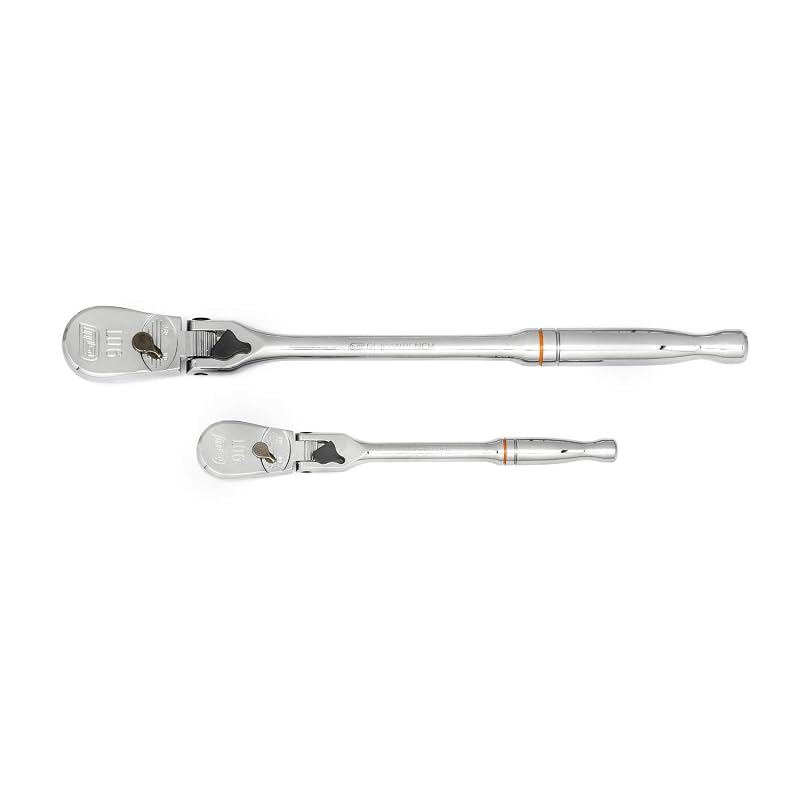 Kit de chaves catraca GEARWRENCH com cabeça flexível travável, 90 dentes, acionamento de 6,35 mm e 9,5 mm, acabamento cromado, 81274T, 2 peças