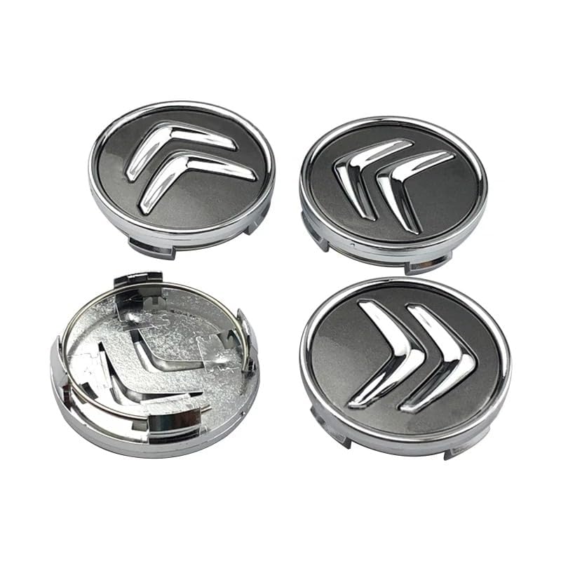 4 Coprimozzi Per Citroen C1 2014-2023 - Tappi Ruota Argento 59mm | Copricerchi Centro Ruota Silver