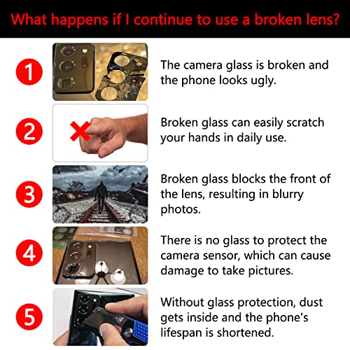 2PCS Soaosdr Back Rear Camera Lens Glass Replacement for Galaxy Note 20 Ultra 6.9 inch with Lens Protective Film+pre-Installed Adhesive+Reparing Toolkit+Installation Manual